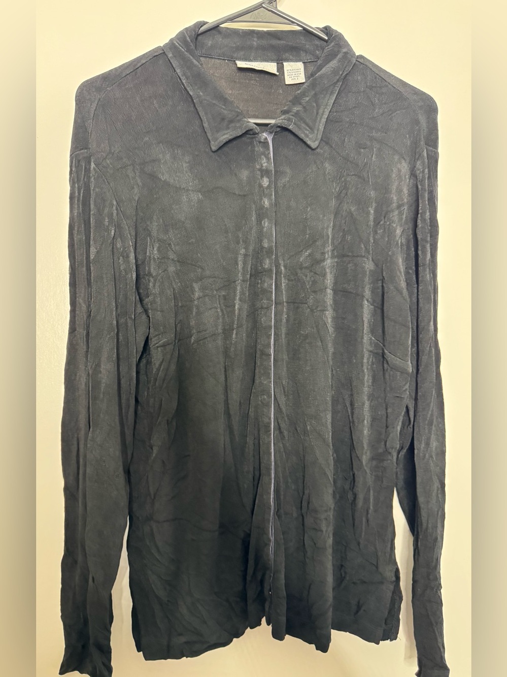 Chico'sLong Sleeve Button-Down snap Shirt gothic emo stretch sz 2